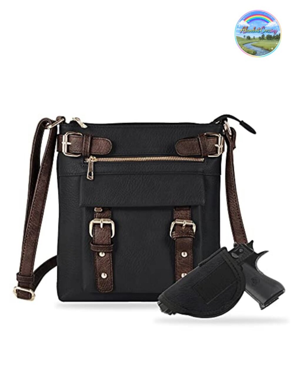 Concealed Carry Crossbody Bag Faux Leather with Lock and Key